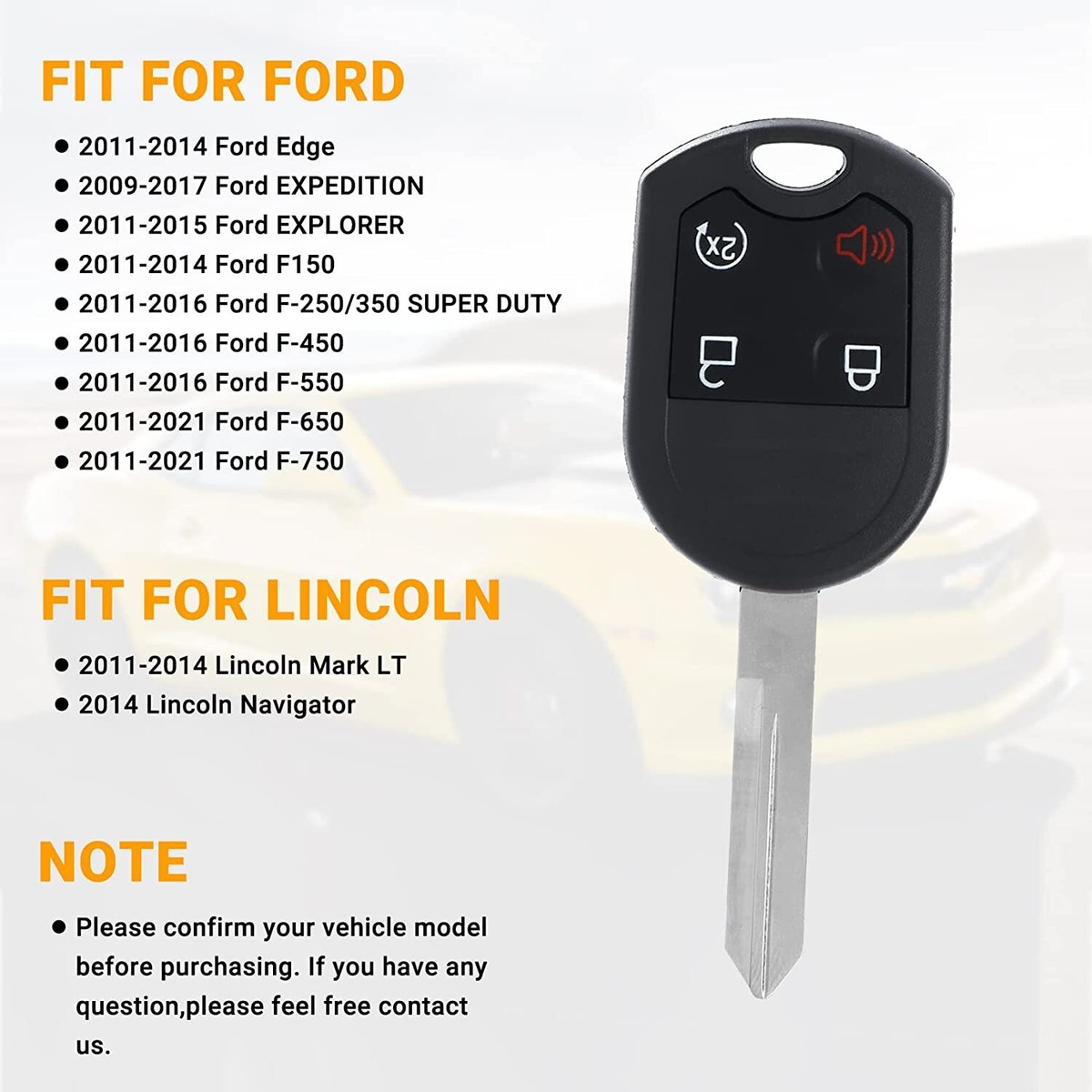 F150 Key Fob Replacement Keyless Entry Remote Start Fob For Ford F-150 ...