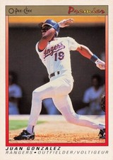 Juan Gonzalez Premier O-PEE-CHEE 1991 Baseball Card #54