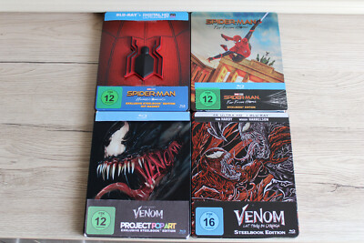 Venom 1+2 und Spiderman Homecoming + Far from Home (Steelbook,4K, Bluray)