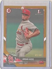JORDAN HICKS 2018 BOWMAN PAPER 1ST PROSPECT GOLD #D 42/50