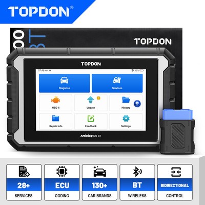 2025 Topdon Artidiag 900bt PRO Car OBD2 Scanner Diagnostic Tool Key Coding TPMS