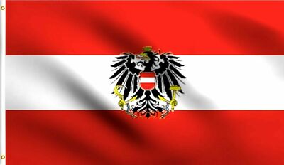 Austrian Flag with Eagle 3x5 ft Banner Ensign Austria Coat of Arms Vienna Red