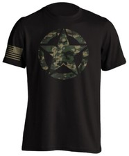 US Army Military Distressed Camo Logo US Flag Short-Sleeve T-Shirt Tactical