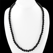 FINEST AAA 268.45 CTS NATURAL RICH BLACK SPINEL UNTREATED ROUND BEADS NECKLACE