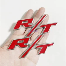 2X For R/T Side Fender Emblem RT Badge Sticker Red Silver Car OEM# Nameplate