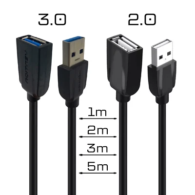 MOBILEKING USB Verlängerungskabel Datenkabel Verlängerung USB 2.0 1m 2m 3m 5m Kabel 3.0 NEU