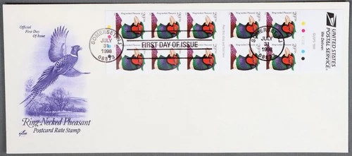 MayfairStamps US FDC 1998 New Jersey Ring Necked Pheasant Booklet Art Craft Firs