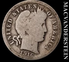 1916-S Silver Barber Dime - Scarce  Better Date  No Reserve  #L4821