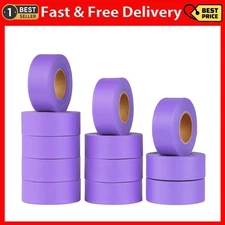 Purple Flagging Tape 12 Rolls - Non-Adhesive Neon Marking Surveyors Caution Tape