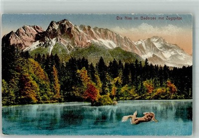 38225601 - 8104 Grainau a mermaid in Lake Bathing with Zugspitze photographer Rudolf