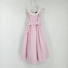 Ralph Lauren Girls Seersucker Dress Size 4T Sleeveless Pink Striped Cottage