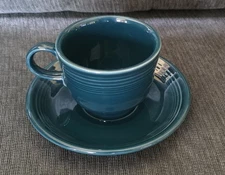 HLC FIESTAWARE FIESTA WARE ~ CUP & SAUCER ~ TEAL GREEN