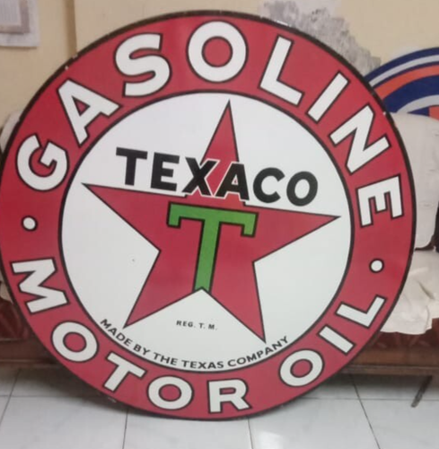 Texaco Motor Oil Pure Porcelain Enamel Heavy Metal Sign 48 Inches Double side - Picture 17 of 24