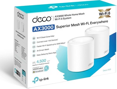 TP-Link Deco X50 Mesh WLAN Set (2 Pack), Wi-Fi 6 AX3000 Dual Band Router