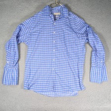 Michael Michael Kors Dress Shirt Mens 17 34/35 Bluu Checked Long Sleeve