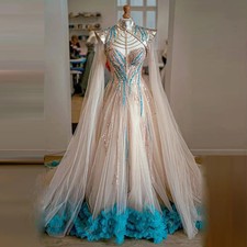 Princess Party Dress Flare Sleeves Layered Lush Long Prom Gowns Sequin Tierred