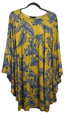 Am By Amelia Womens Yellow Floral Dress Sz L 830