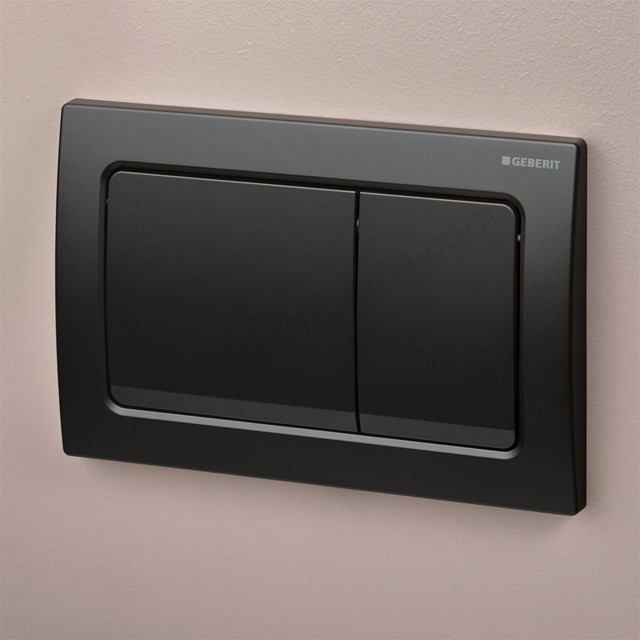 Geberit Alpha01 Square Matt Black Dual Flush Plate For Concealed Cistern 115.055