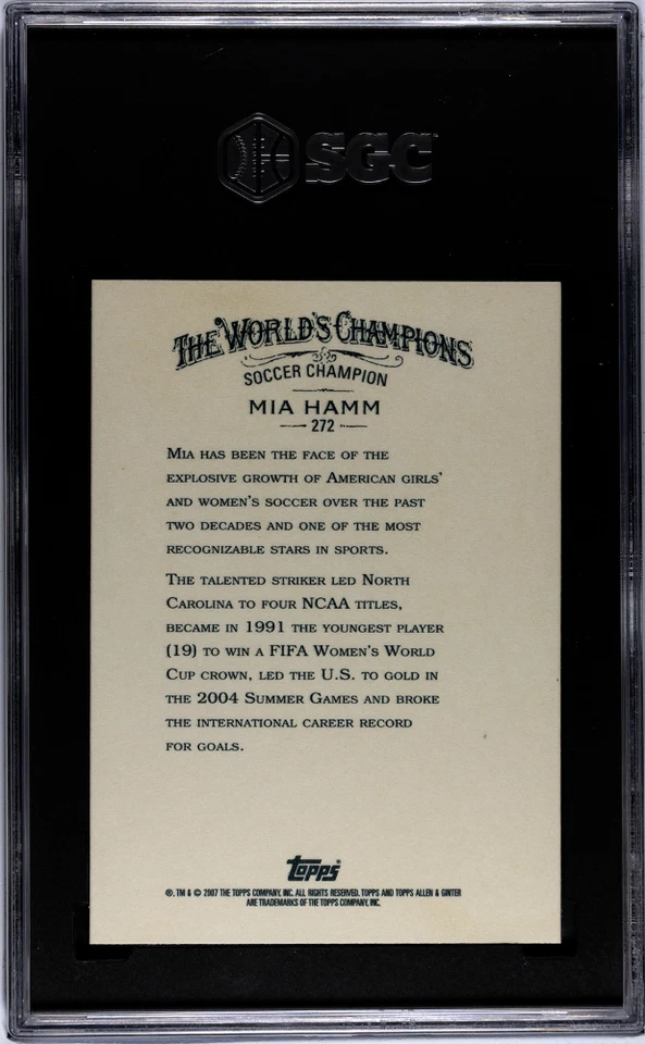 2007 Topps Allen & Ginter Mia Hamm #272 SGC 9.5 USA Soccer - Image 2 of 2