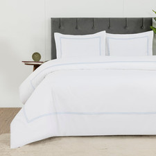 Luxury White Cotton Sateen Duvet Cover Set with 2 Pillow Shams, T300