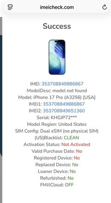 Apple iPhone 17 Pro Max - 256 GB - Silver (Unlocked) for sale