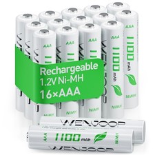 Rechargeable AAA Batteries 16 Pack, 1100 mAh High Capacity NiMH AAA Rechargea...