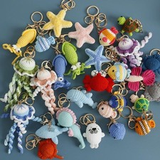 Crochet Animal Keychain Handmade Ocean Fish Knitted Bag Charm Cute Keyring