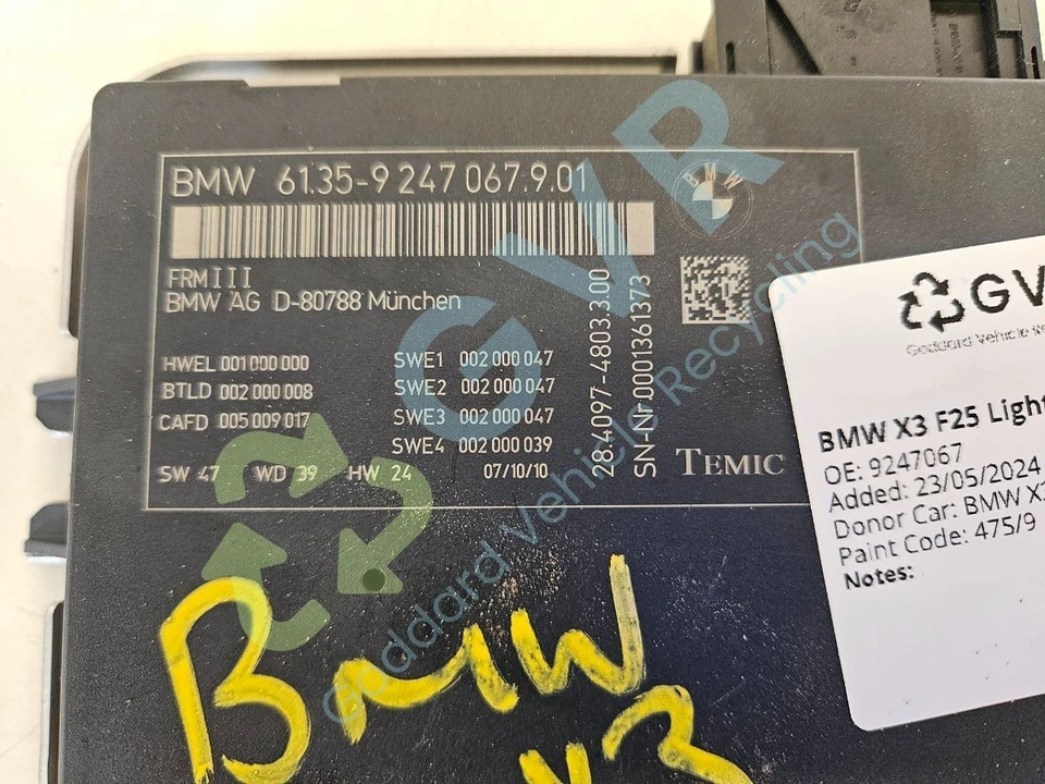 BMW X3 F25 Light Control Module 9250458 - Image 2 of 4