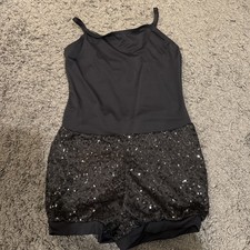 Weissman Dancewear Sequin Dance Costume, black, Sz Large Child - EUC 