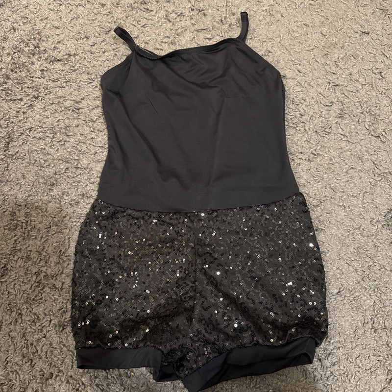 Weissman Dancewear Sequin Dance Costume, black, Sz Large Child - EUC!