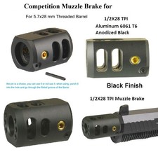 Al Black 1/2x28 1/2-28 TPI Muzzle Brake Compensator For 5.7x28mm Threaded Barrel