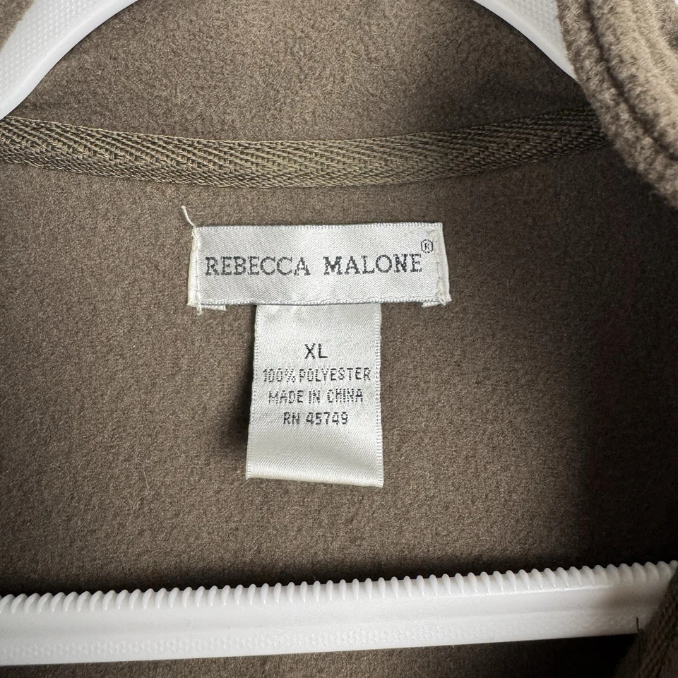 Chaleco Rebecca Malone Para Mujer XL Marrón Polar Cremallera Completa Bolsillos Informal Foto 3 de 4