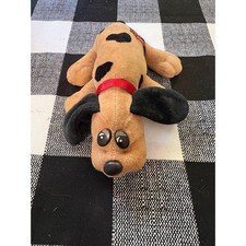 Vintage 1986 Tonka Pound Puppies Tan Black Spot Plush Dog Red Collar 80s Toy