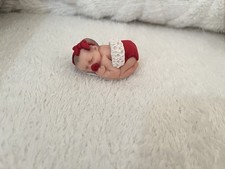 Xmas baby doll dollhouse  ,polymer clay ooak,gift, collector,art miniature 