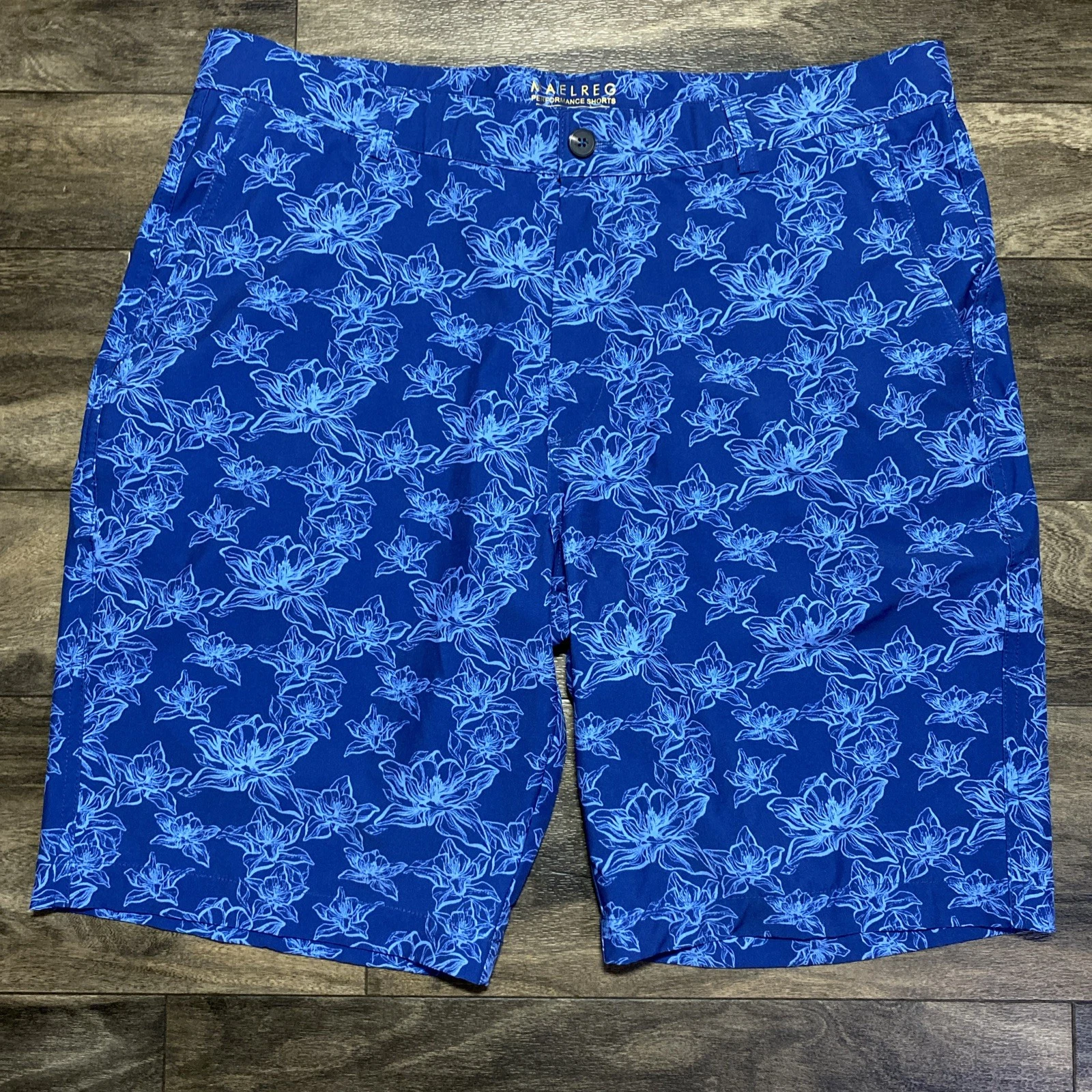 Maelreg Performance Golf Shorts Men's 38 Blue Floral Quick Dry Stretch EUC