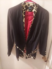 Steve Harvey Celebrity Edition Women's Black/Animal Print Belted Blazer Size 10