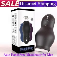 HandsFree Male Masturbaters Automatic Telescopic Cup Blowjob Stroker Lubricants