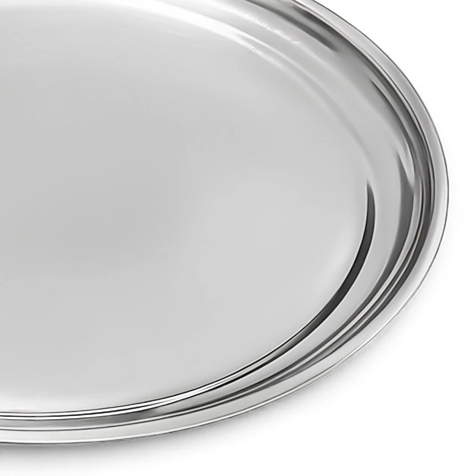 Edelstahl Tablett rund ca. 34 cm Serviertablett Dekoteller Metall Dekotablett - Bild 4 von 4
