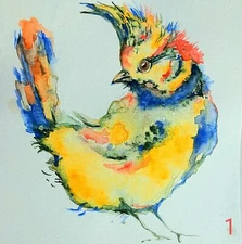 Original watercolor painting colorful blue bird art interior nature lover gift