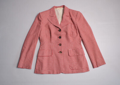 Vintage Womens KITON Napoli Check Plaid Cashmere Blazer Jacket size 42