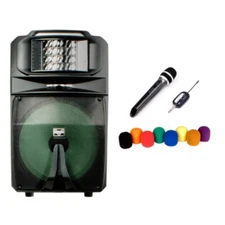 VOCOPRO KARAOKE THUNDER-1500-PRO Rechargeable 15" Speaker, LED Derby, Mic  