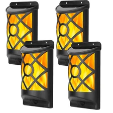 Solar Flame Lights Outdoor Waterproof Flickering Flames Wall Light Solar Wall US