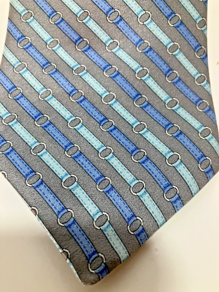 Corbata Larga MICHAEL KORS Gris Azul Abstracto Hecha en EE. UU. 100% Seda 60"L 3.75"W Foto 2 de 4