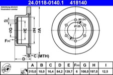 2 x ATE 24.0118-0140.1 Bremsscheibe für MITSUBISHI