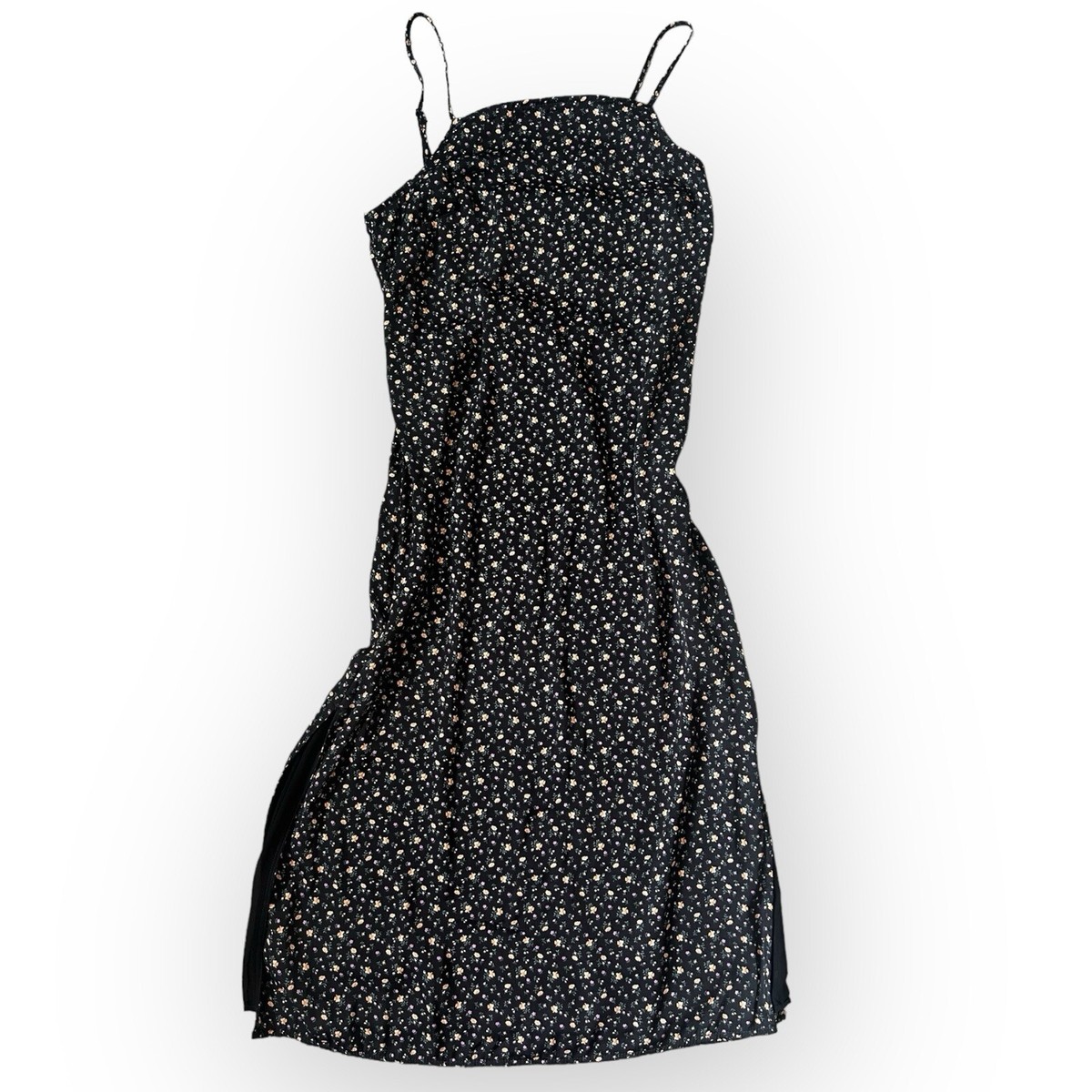 American Eagle Slip Midi Dress Size Small Black Floral Adjust Spaghetti Strap American Eagle Slip Midi Dress Size Small Black Floral Adjust Spaghetti Strap