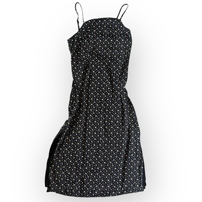 ae midi slip dress American Eagle Slip Midi Dress Size Small Black Floral Adjust Spaghetti  Strap