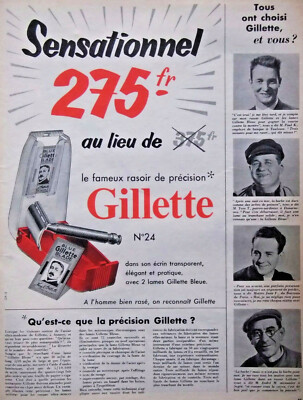 PUBLICITÉ DE PRESSE 1954 VISSEAUX LE RASOIR ET LA MUSIQUE TOURNE