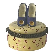 Trinket Box With Purple High Heel Shoes and Embossed Roses