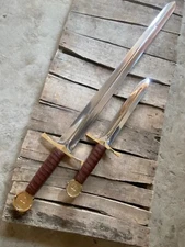 CUSTOM HANDMADE D2 TOOL STEEL SET OF 2 TEMPLAR VIKING COMBAT SWORD