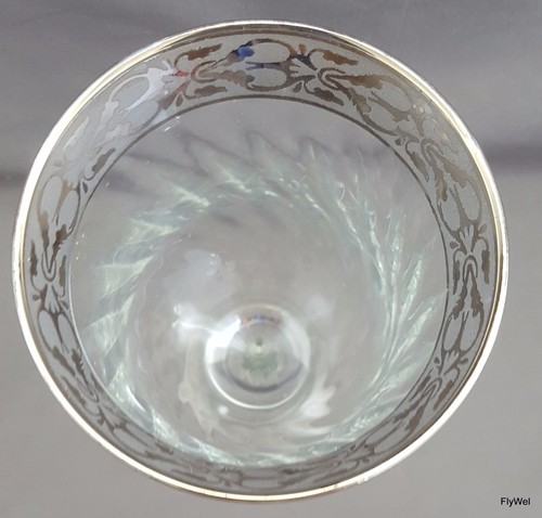 Lorren Home Trends Silver Band Wine Water Goblet Optic Swirl 7.5in - Picture 4 of 5